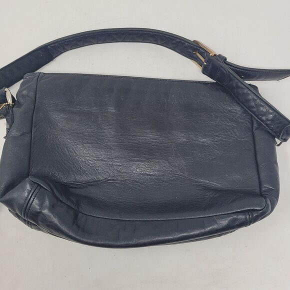 SAS Black Fine Leather Handbag Purse Shoulder Bag Crossbody HandMade In USA San - Picture 2 of 8